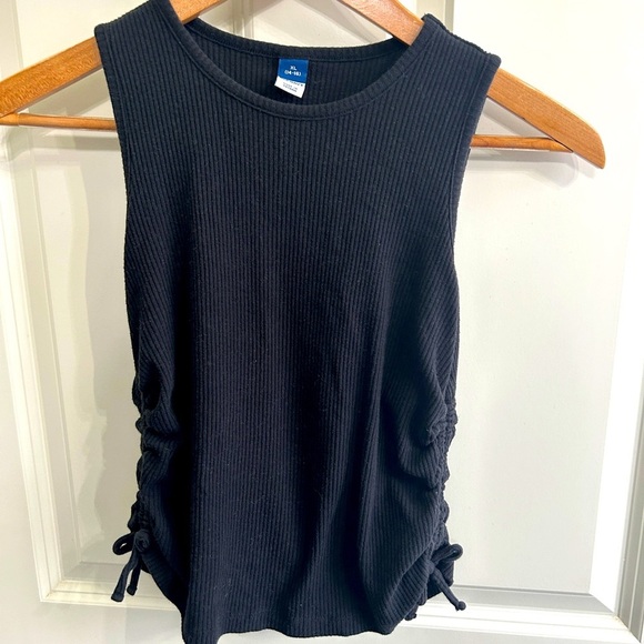 GUC Old Navy ribbed light black sleeveless side shirred tank, size 14/16 teen XL - Picture 1 of 6